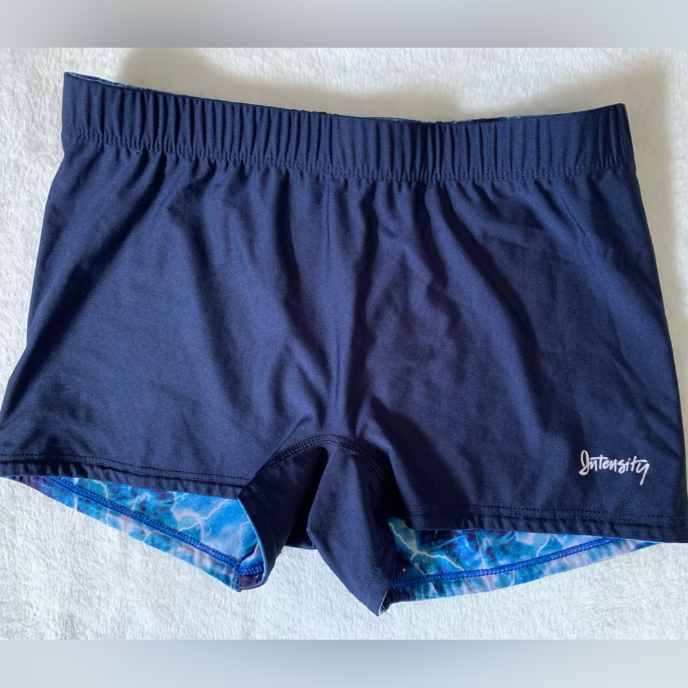 Reversible blue spandex shorts